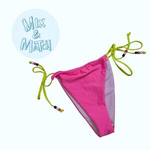 SkinnyDip Barbie String Bikini Bottom Hot Pink Neon Yellow